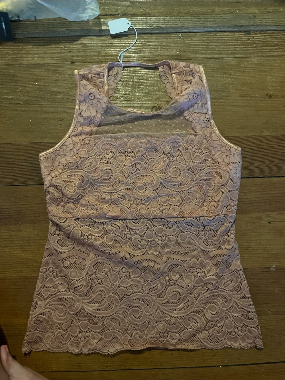 Venus pink lace top with cut out back szs